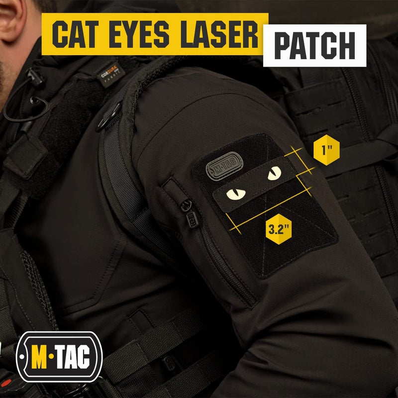M-Tac Cat Eyes - Glow in The Dark - Morale Patches Tactical Patch Military Combat Hook Fasteners (Black - GITD) - Image 2
